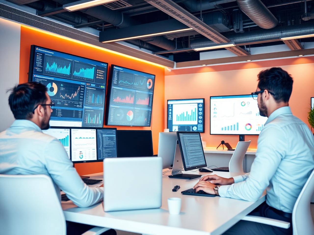Digital marketing team reviewing campaign analytics dashboards